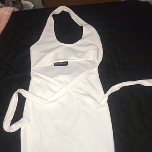 White halter cut out tie detail